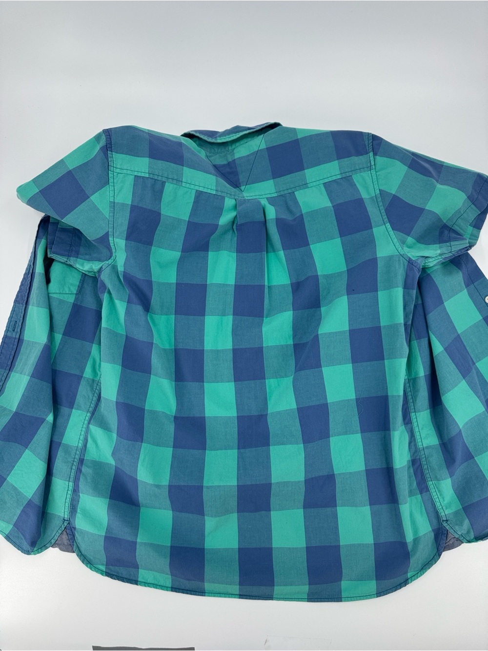 Tommy Hilfiger Men's Blue & Teal Check Short-Sleeve Button-Down Shirt Size M - Picture 8 of 10